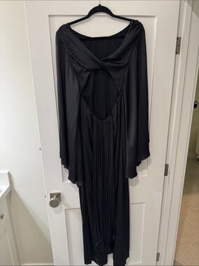 JLUXLABEL Black Draped Open-Back Maxi Dress
